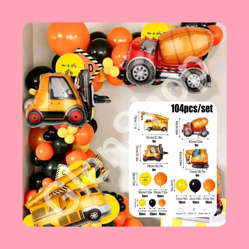 Set globos carros construcción