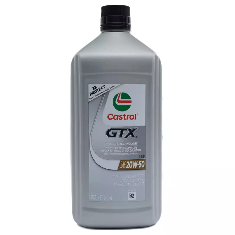 Castrol GTX SAE 20w-50 de 946 ml.