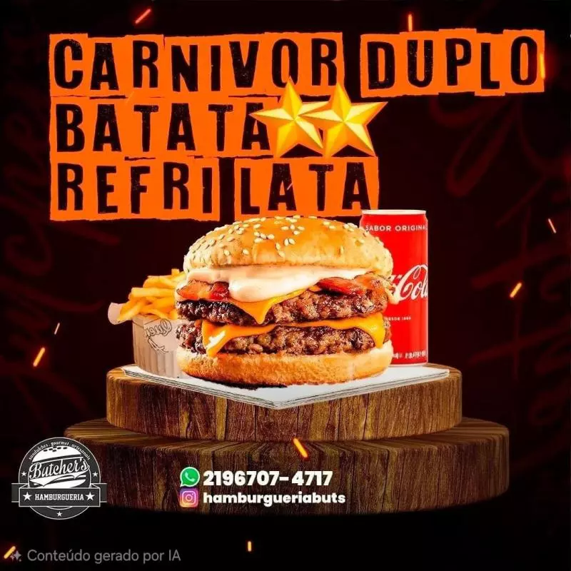 Carnivor Duplo, Batata P, Refri Lata