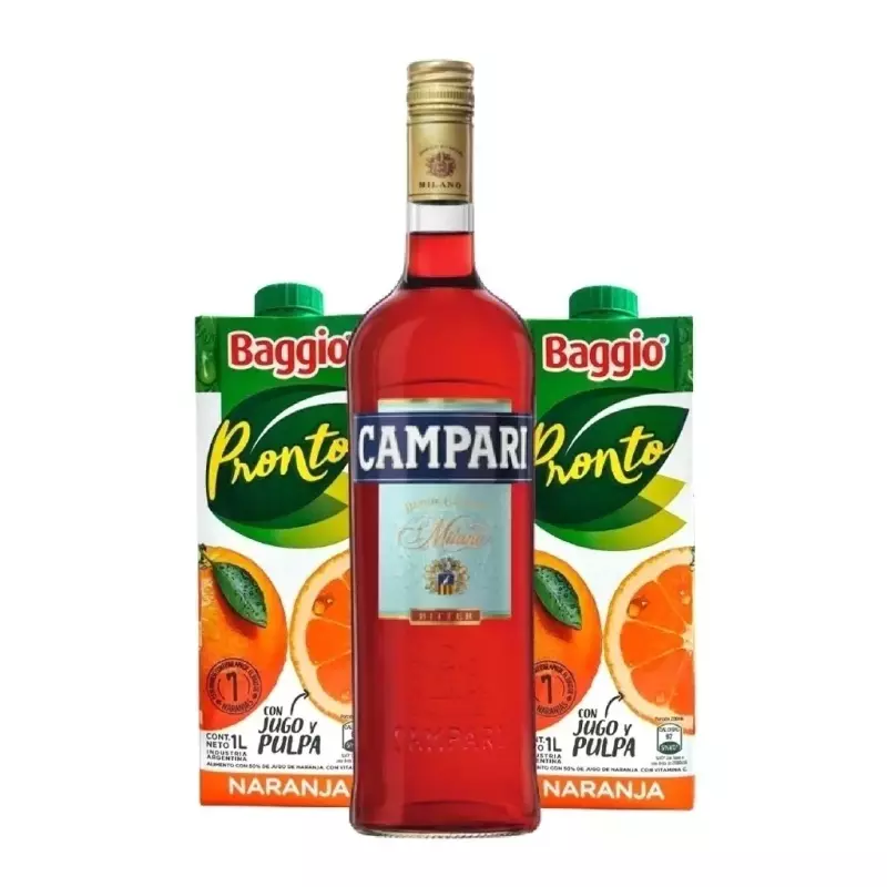 Campari 750ml + 2 Baggio 1Lts