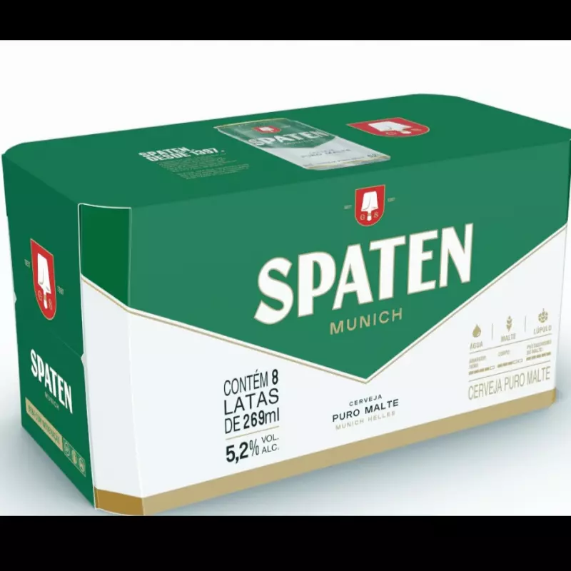 CERVEJA SPATEN LATA CX 8UN GELADA