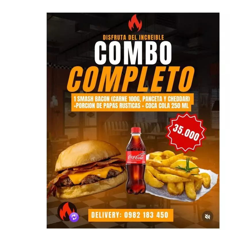 COMBO COMPLETO SMASH+PAPAS+COCA250ML