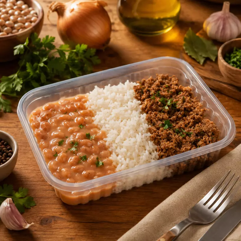 Carne Moída, Arroz e Feijão