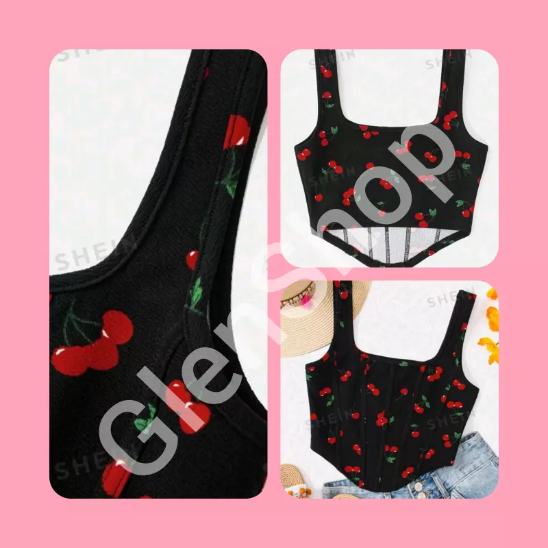 Top negro de cerezas