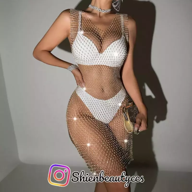 Vestido Dorado de malla Brillante