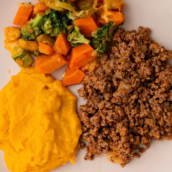 Purê de moranga e carne moída