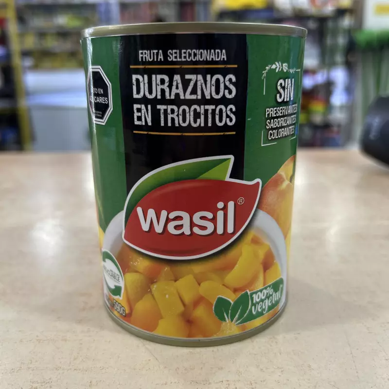 Duraznos en trocitos wasil 590grs