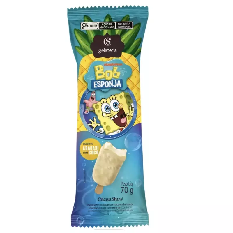 Sorvete Bob Esponja Abacaxi e Coco