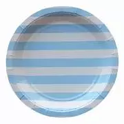 Prato de Papel Listrado Azul Claro