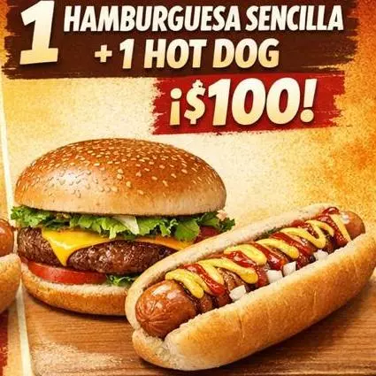 1 🍔 hamburguesa +hot dog sencillos