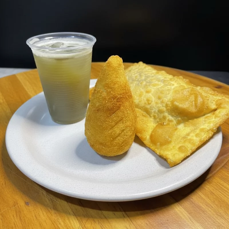 TRIO  PASTEL +COXINHA + SUCO 300ML