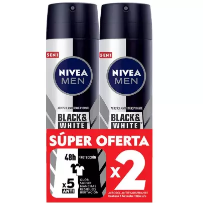 2 NIVEA AEROSOL MEN BLACK Y WHITE