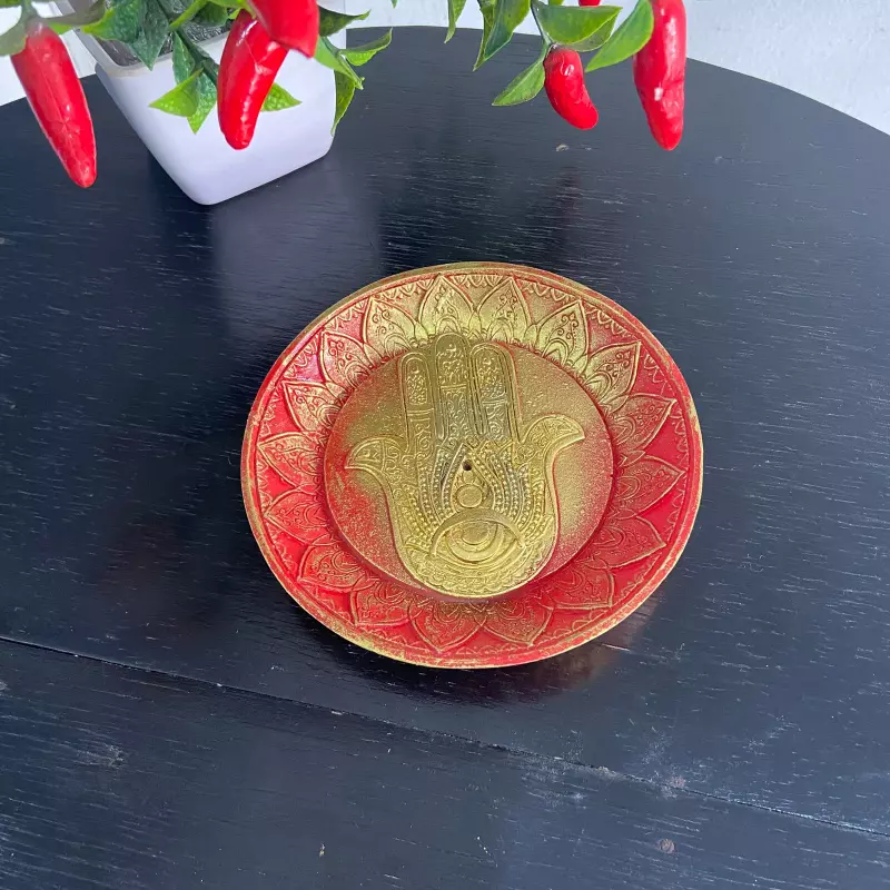 Incensario Prato Mao Hamsa Vermelho