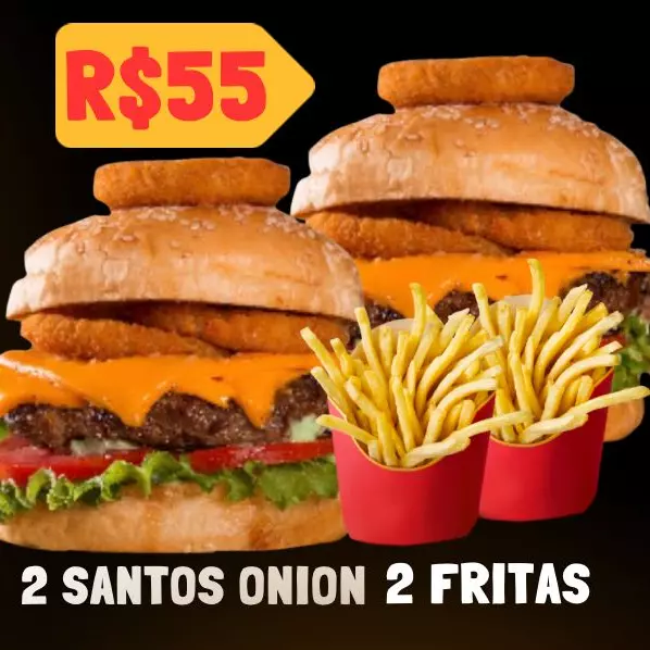 Burguer Santos Onion em Dobro + Frit