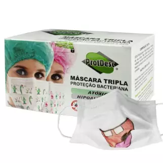 Máscara Tripla Infantil Branca(7297)