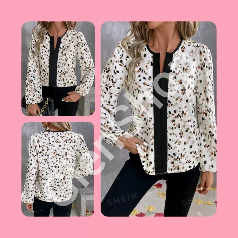 Blusa casual manga larga estampada