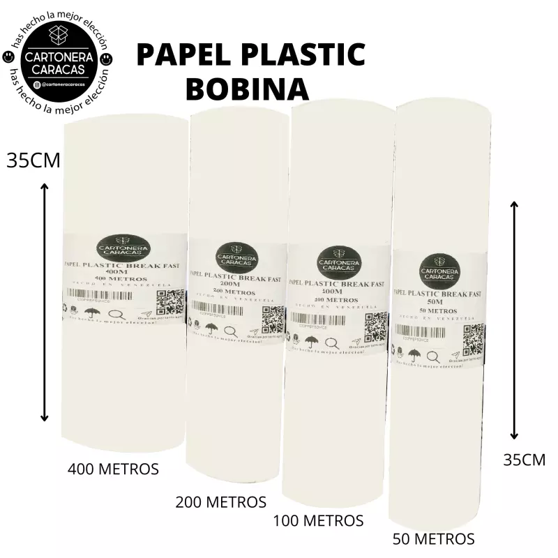 BOBINA PAPEL PLASTIC BLANCO