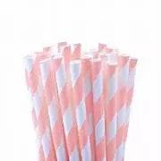 Canudo de Papel Listrado Rosa Claro