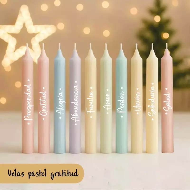 Vela 15cm paq x10 pastel letra blanc