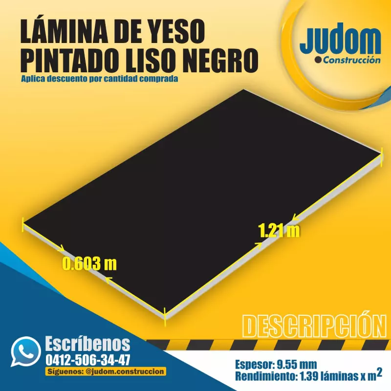 LAMINA DE YESO 3/8" 1.20x0.60 mts
