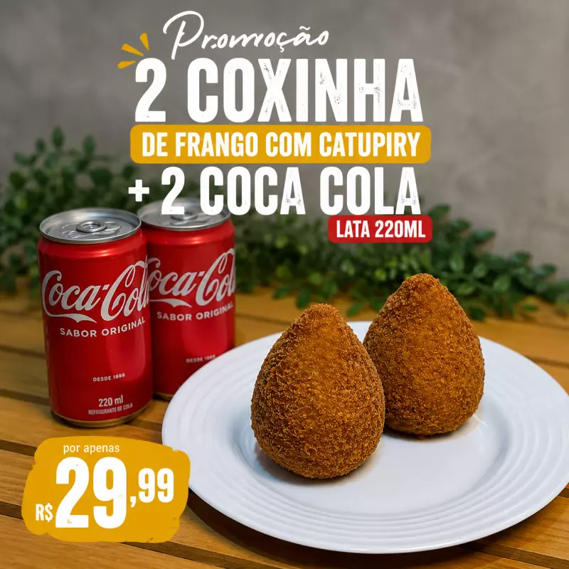 2 COXINHA + 2 COCA COLA 220ML