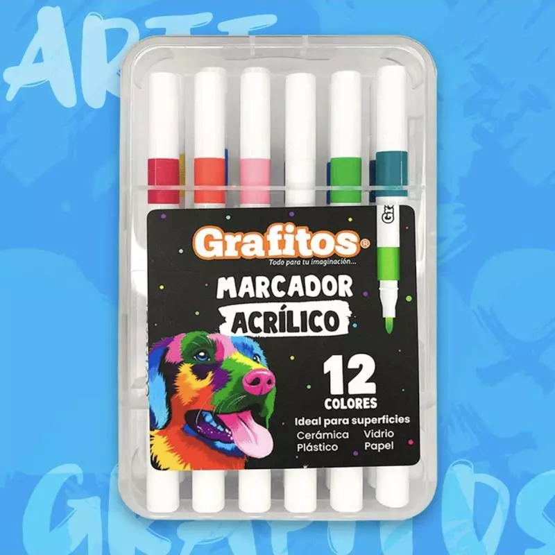 MARCADOR ACRILICO X12 GRAFITOS