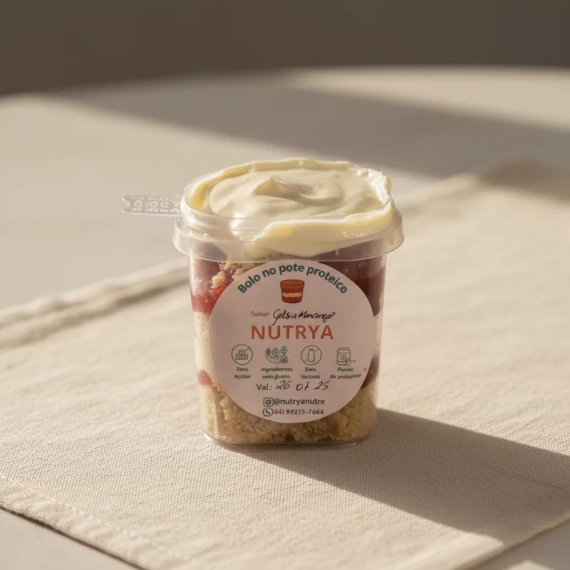 Bolo pote proteico Baunilha+morango