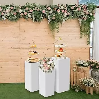 Juego de 3 cuadrados de Metal blanco