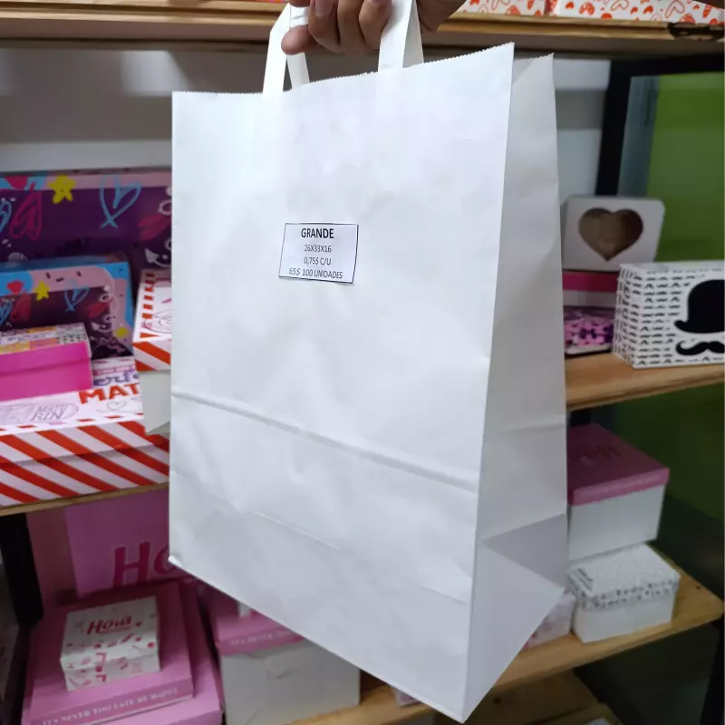 Bolsa blanca grande asa plana