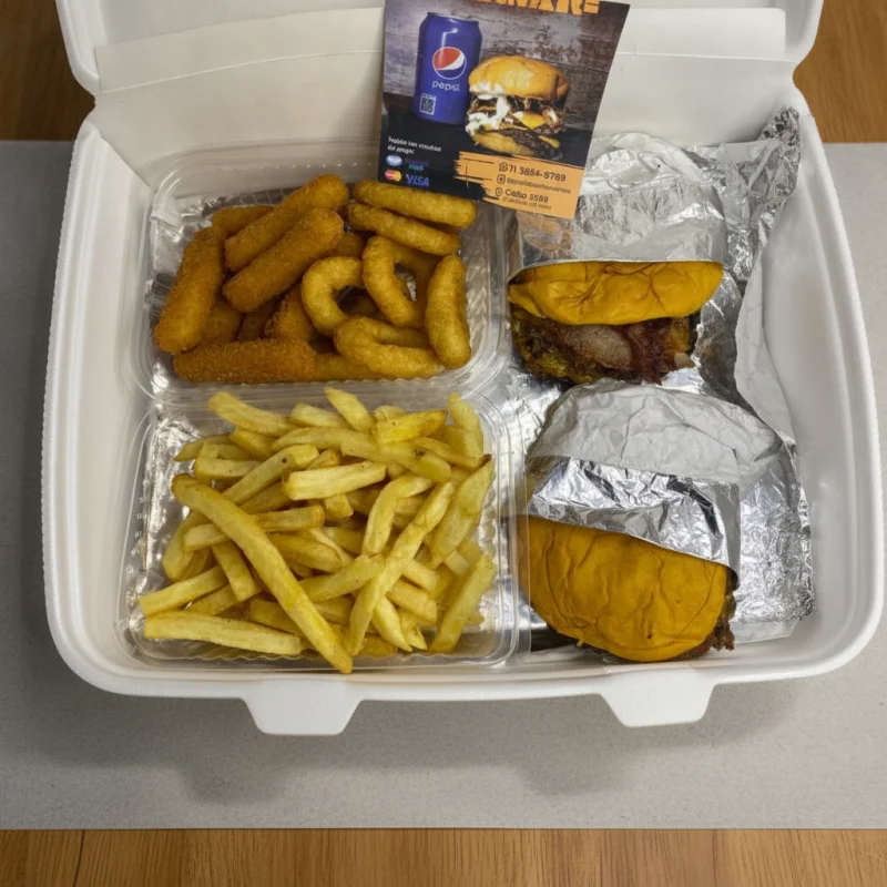 Caja de hamburguesa para 2