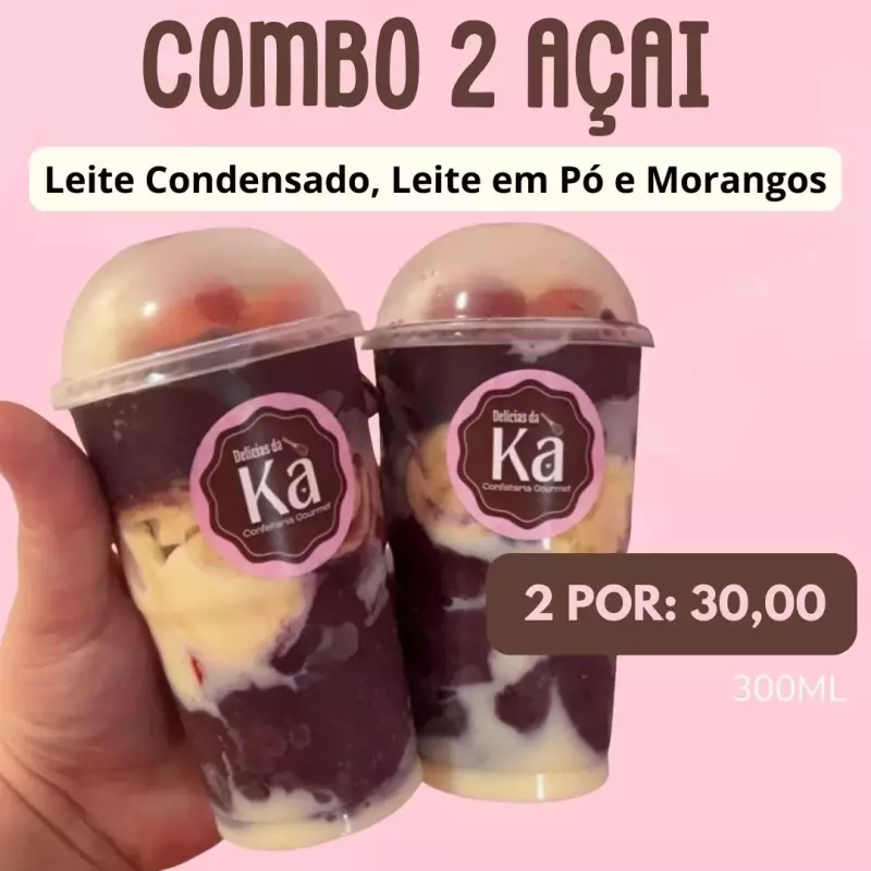 Combo: 2 Açaí com Morango ou Banana