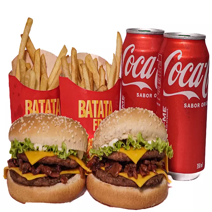 2DOBLE CHEDDAR+FRITAS + REFRIGERANTE