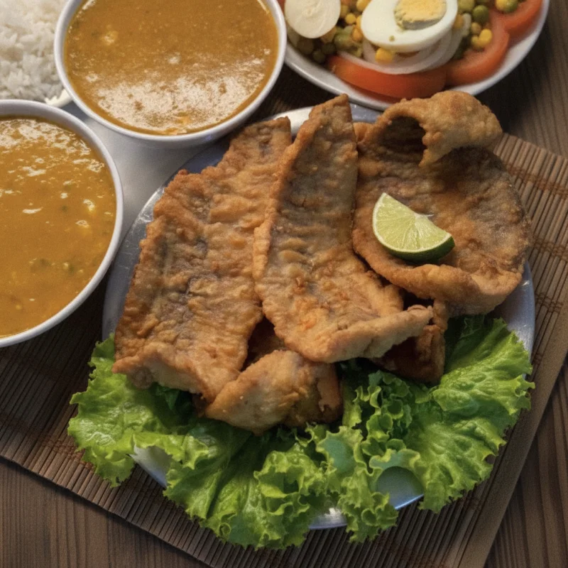 Peixe frito com pirao