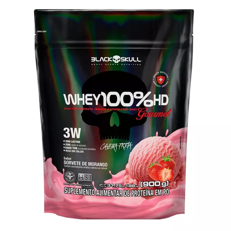 Whey 100% Black Skull Morango 900g