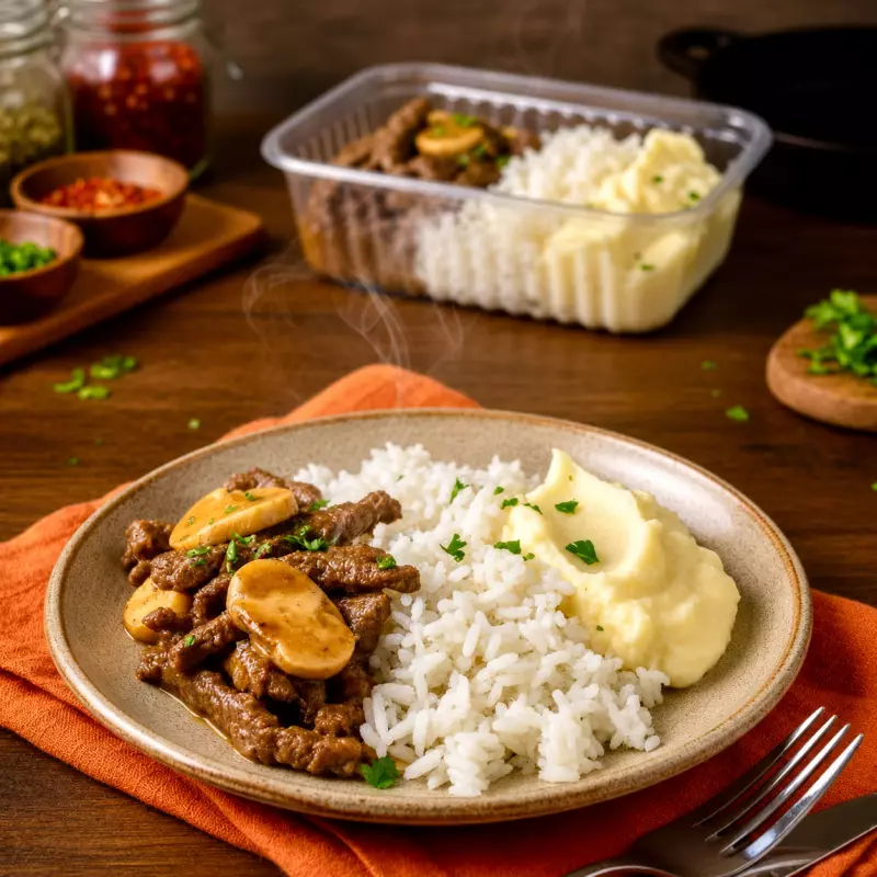 Patinho ao Molho Champignon e Purê