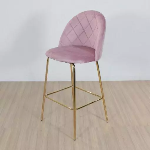 Banqueta Rosa Praga pata dorada