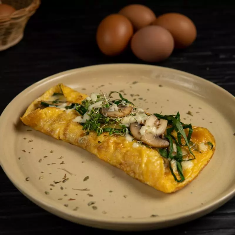 Omelette Champiñones y Espinaca