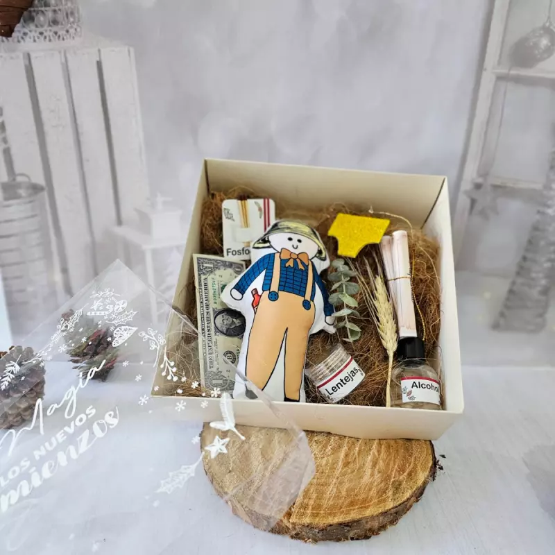 Año viejo navidad caja cuadrada