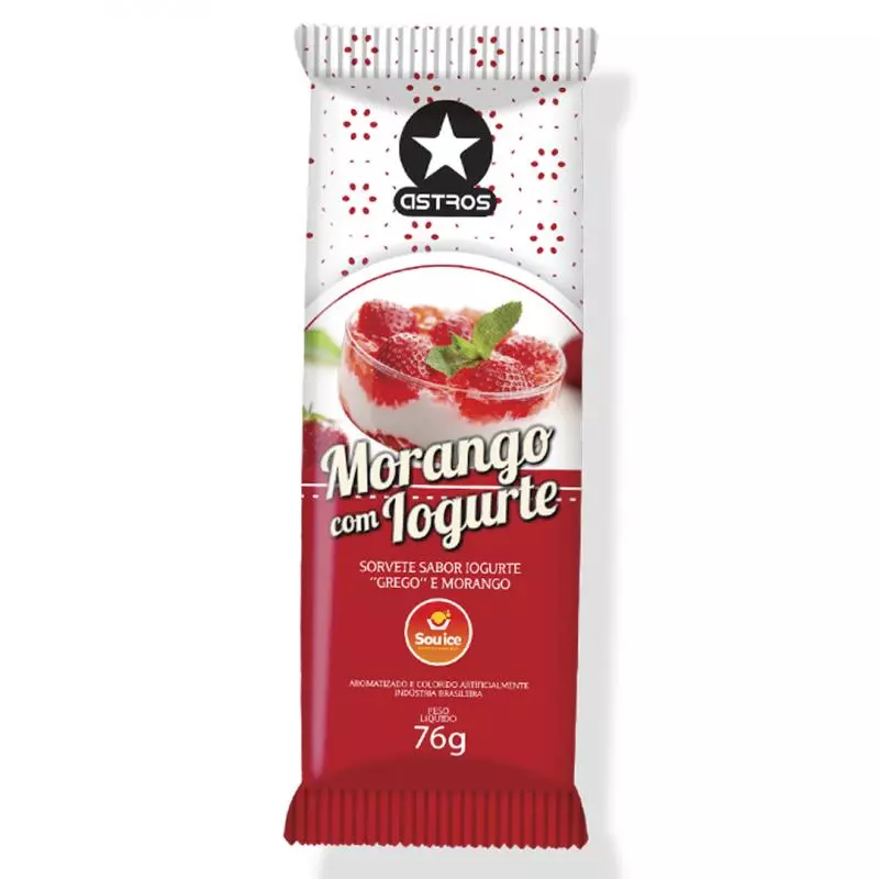 Picolé Astros Morango com Iogurte