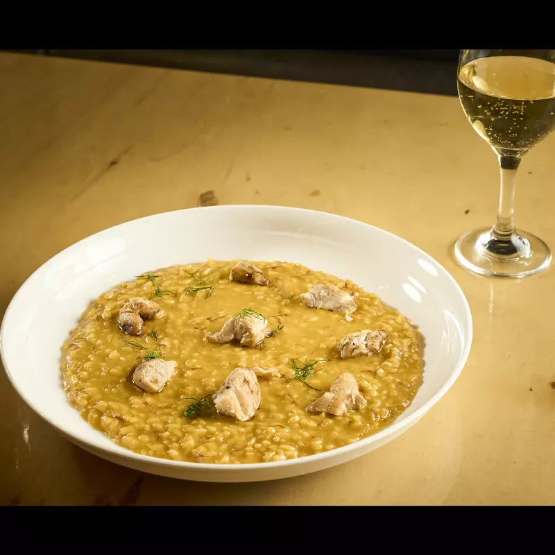 Risotto a la Parmesana con Pollo