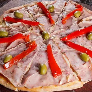 jamon cocido + muzzarella + morron rojo