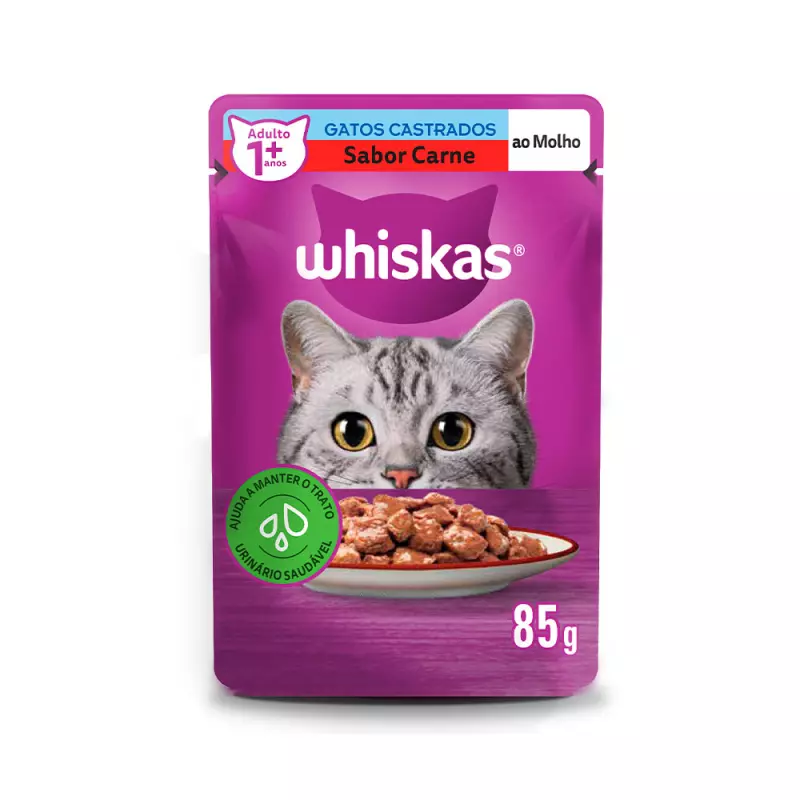 Whiskas Sachê Castrados Carne  85g
