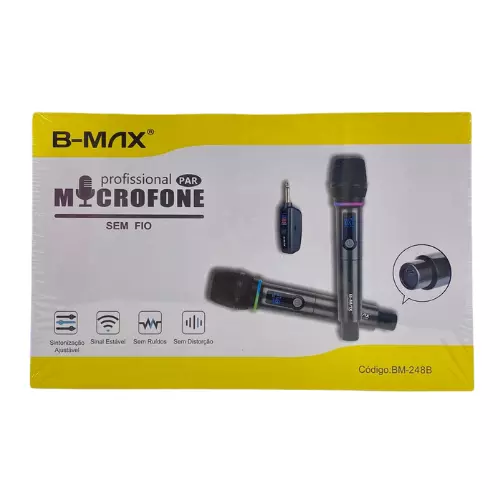 MICROFONE S/FIO DUPLO B-MAX BM-248B