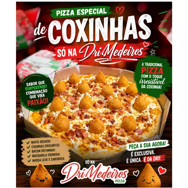 Pizza especial de coxinhas
