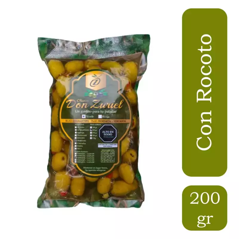 Aceitunas verdes con rocoto 200gr