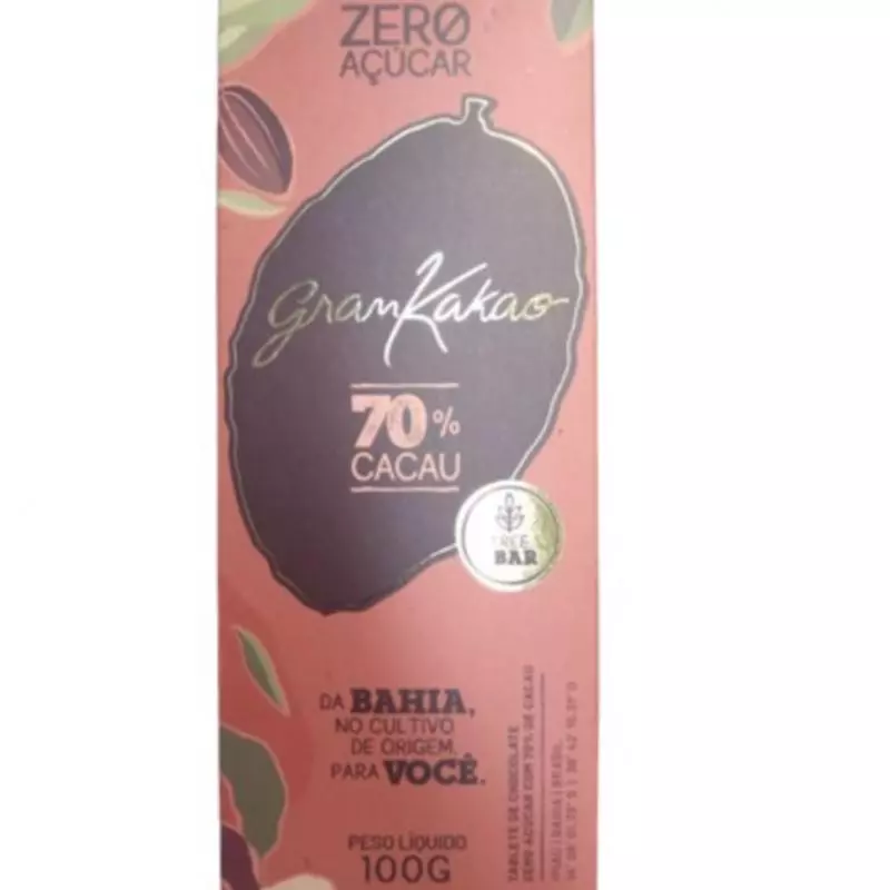 Barra chocolate 0 açúcar 100 g