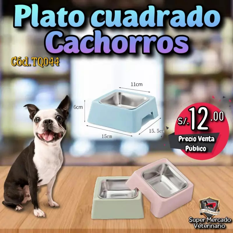 Plato Cuadrado para Cachorros