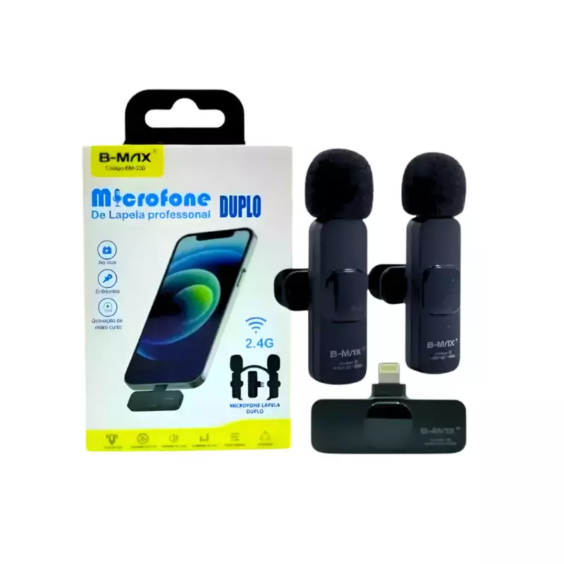 MICROFONE LAPELA DUPLO B-MAX BM-221