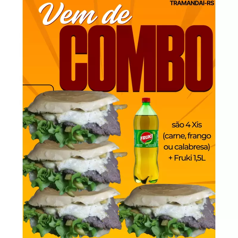 4 Carne/frango/calabresa+fruki 1.5L