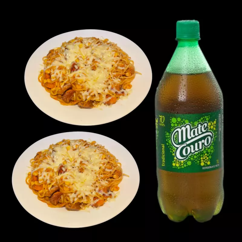 2 espaguete + Refri Mate Couro 1L